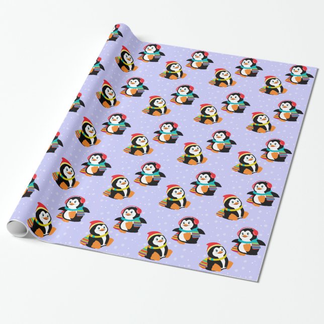 Papel De Presente pinguins dos desenhos animados (Desenrolado)