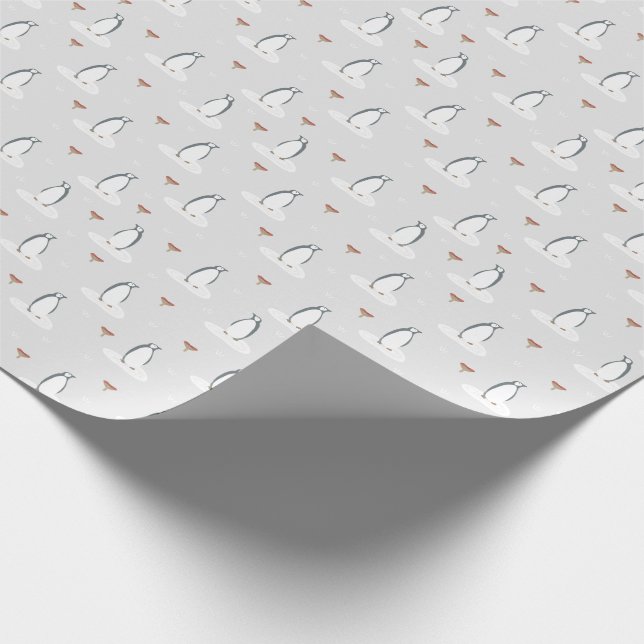 Papel De Presente Pinguins e Cogumelos de inverno simples e modernos (Ponta)