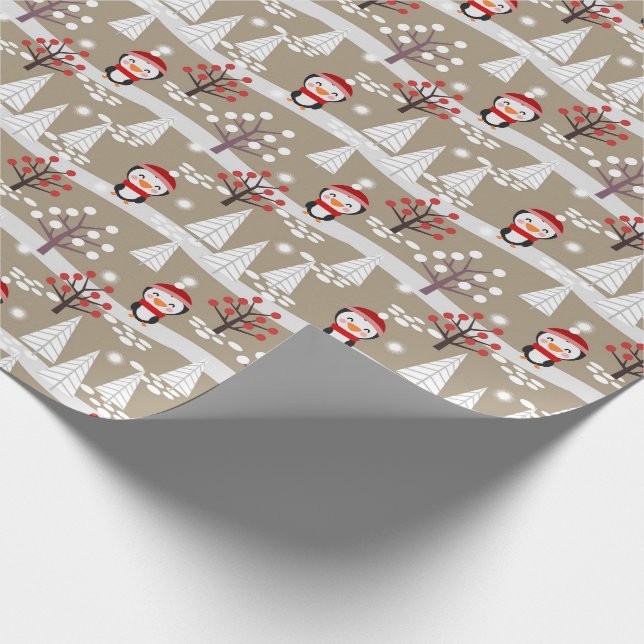 Papel De Presente Pinguins e papel para enrolar árvores de Natal (Ponta)