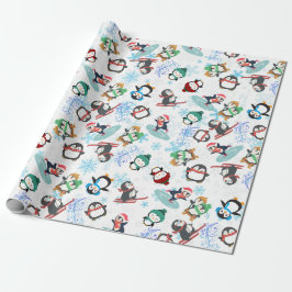 Papel De Presente Pinguins engraçados e bonitos no Natal