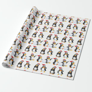 Papel De Presente Pinguins Natal Aquarela