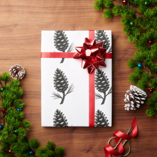 Papel De Presente Pinhão – Design de Tinta da Natureza da Floresta d