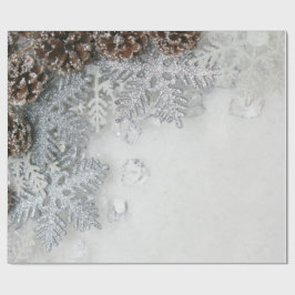 Papel De Presente Pinhas,Flocos de Neve Feriado 