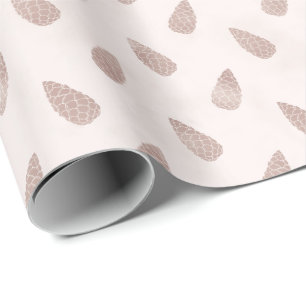 Papel De Presente Pinhas Modernos Rosa Bege Caprichosos Natal