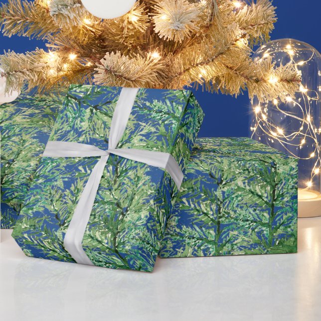Papel De Presente Pinheira-de-inverno Pintada à mão (Feriados)
