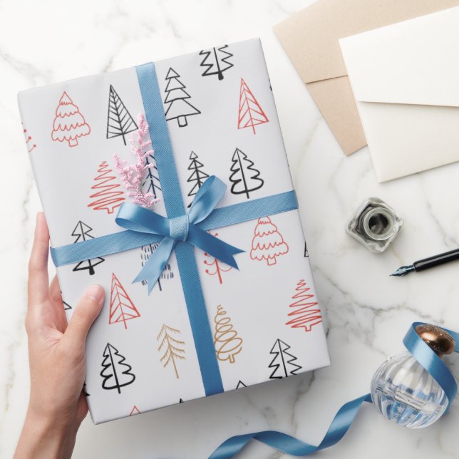 Papel De Presente Pinheirinho de Pinho Cinto Padrão no Natal (Presentear)