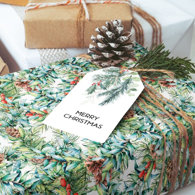 Papel De Presente Pinheiro de Natal e Frutas Vermelhas (Criador carregado)