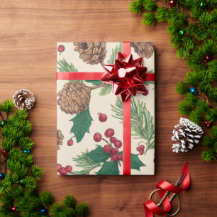 Papel De Presente Pinheiro de Natal Rústico