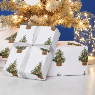Papel De Presente Pinheiro,Laranja