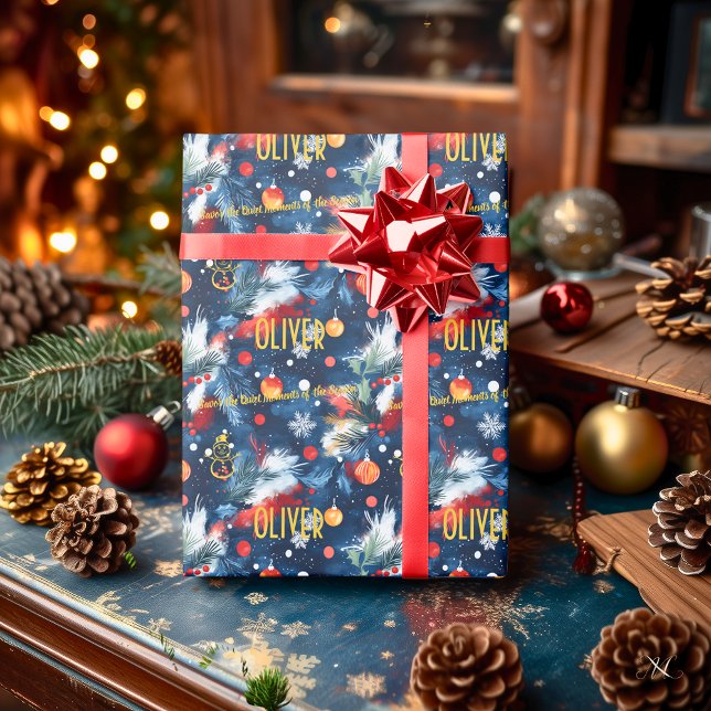Papel De Presente Pinheiro Personalizado e Enfeites de Natal (Criador carregado)