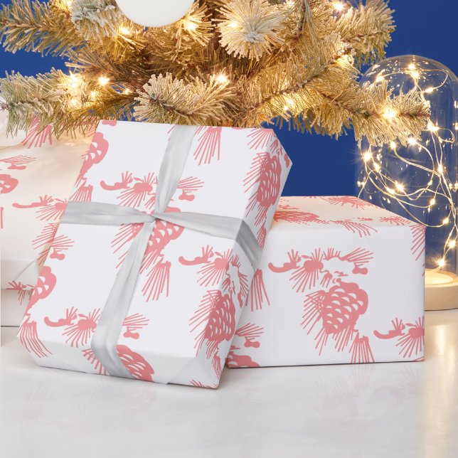 Papel De Presente Pinheiros rosa-rosados Elegante Na moda em branco (Feriados)