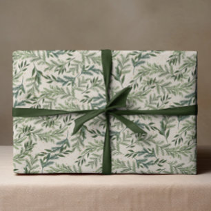 Papel De Presente Pinho Clássico em Coroa de Natal em Creme Festa de