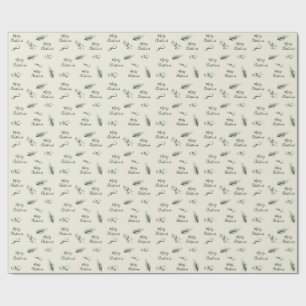 Papel De Presente Pinho Desenraizado na Mão Elegante Natal Personali