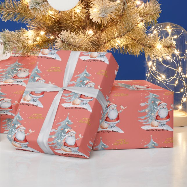 Papel De Presente Pinho Papai Noel Natal Vermelho (Feriados)