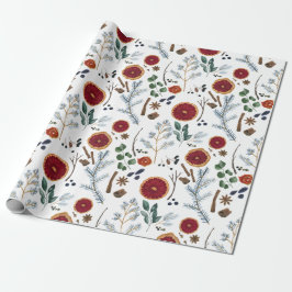 Papel De Presente Pinho Russo da Cozinha de inverno e Natal Laranja