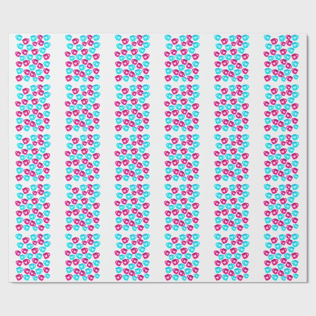 Papel De Presente Pink and Blue Heart Cups Pattern (Aberto)