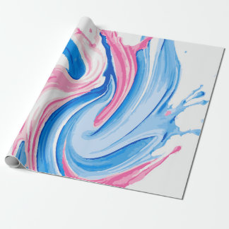 Papel De Presente Pink and Blue Paint Splash Pattern on White – Fun