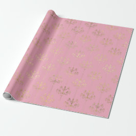 Papel De Presente Pink and Dourado Paris Foil Chandelier Patterno