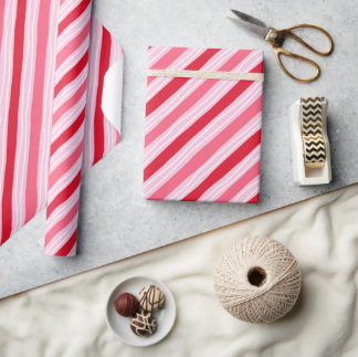 Papel De Presente Pink and Red Hand Drawn Stripe Wrapping Paper