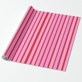 Papel De Presente Pink and Red Stripes 