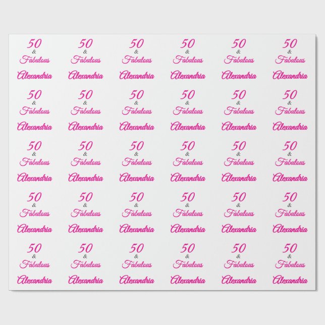 Papel De Presente Pink Black 50 & Fabulous 50th  Birthday  (Aberto)