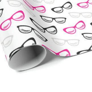 Papel De Presente Pink Black and Gray Sunglasses Wrapping Paper