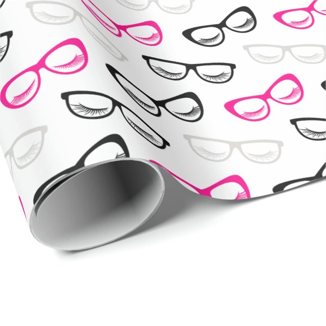 Papel De Presente Pink Black and Gray Sunglasses Wrapping Paper (Ponta do rolo)