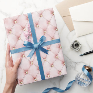 Papel De Presente Pink Blush Dourado Tufts Aniversário