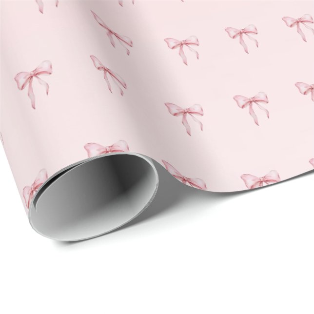 Papel De Presente Pink Bow Pattern Gift Wrapping Paper (Ponta do rolo)