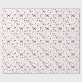 Papel De Presente Pink Butterflies 