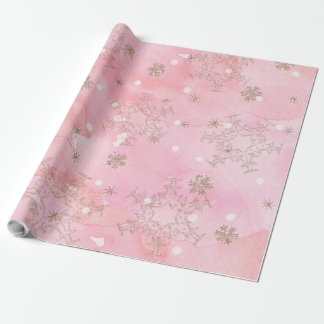 Papel De Presente Pink Christmas Snowflakes Boho Patterno