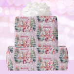 Papel De Presente Pink Christmas Snowman adiciona o nome da garota<br><div class="desc">Pink Christmas Snowman adiciona o nome da moça Papel de embrulho</div>