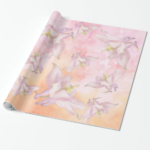 PAPEL DE PRESENTE PINK COLUMBINE FLOWER WATERCOLOR SPLASH