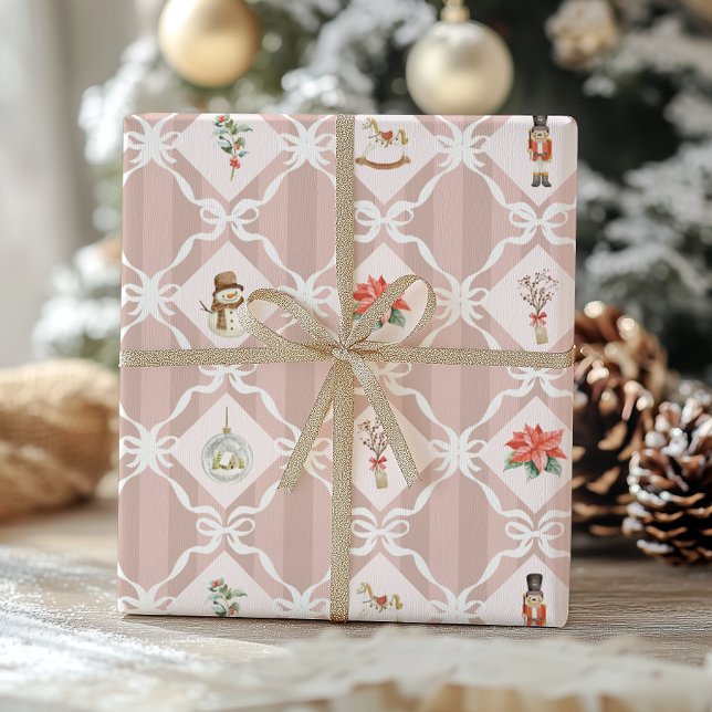 Papel De Presente Pink Coquette Nutcracker Christmas (Criador carregado)