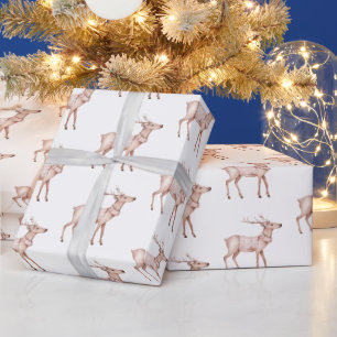 Papel De Presente Pink Deer Christmas