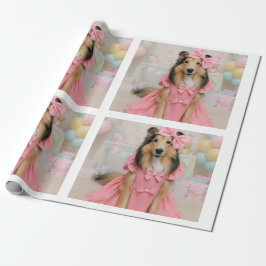 Papel De Presente Pink dress sheltie