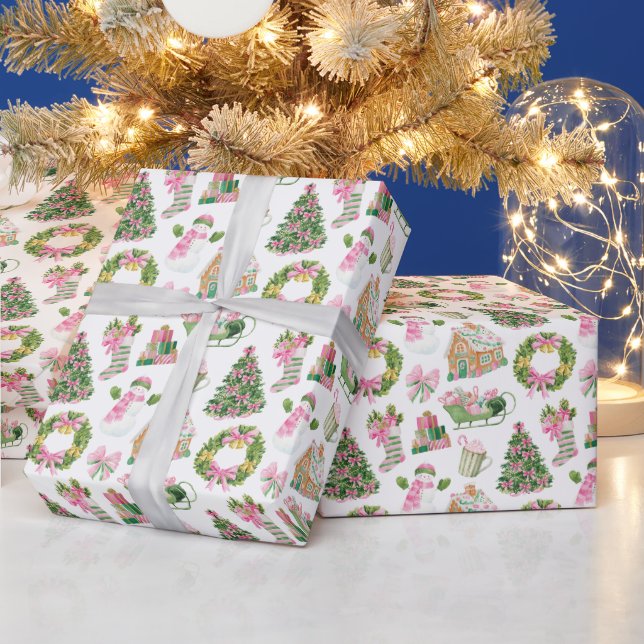 Papel De Presente Pink e Natal Verde (Feriados)