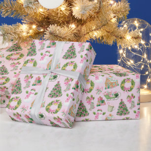 Papel De Presente Pink e Natal Verde