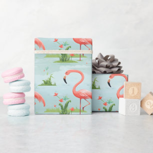 Papel De Presente Pink Flamingo Pattern