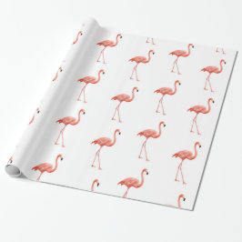 Papel De Presente Pink Flamingo Patterno Feminino