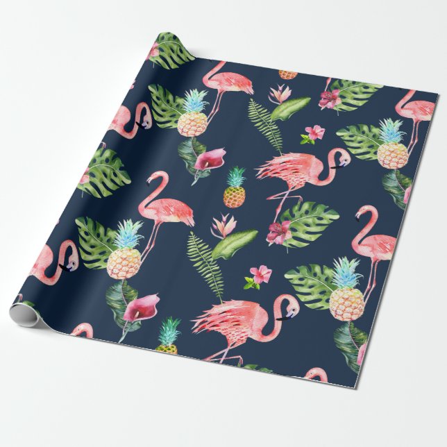 Papel De Presente PINK FLAMINGOS PixDezines| ANTECEDENTES (Desenrolado)