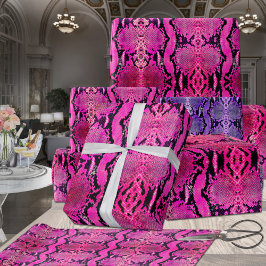 Papel De Presente Pink Fuchsia Boa Constrictor Snakeskin 