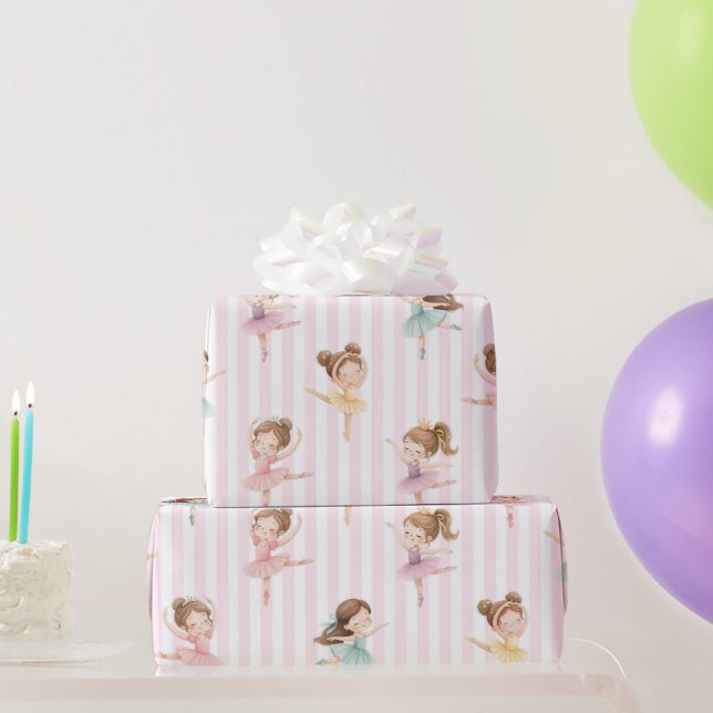 Papel De Presente Pink Girls Bow Tutu Ballerina Birthday (Presentes para festas)