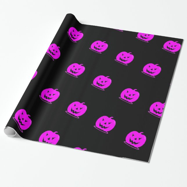 Papel De Presente Pink Jack o'lantern Halloween Thunder_Cove (Desenrolado)