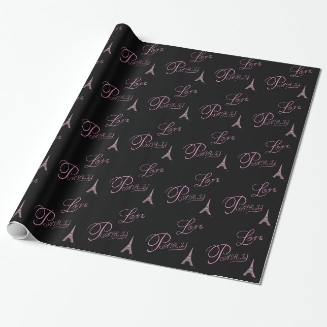 Papel De Presente Pink-Love-Paris-Eiffel-Tower-Unique (Desenrolado)