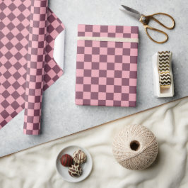 Papel De Presente Pink Mauve Checkerboard Checkered Girly Retro Y2K