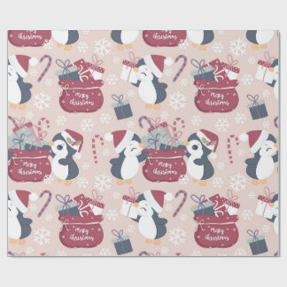 Papel De Presente Pink Penguins