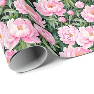 Papel De Presente Pink Peony Blossoms em um Fundo de Folha
