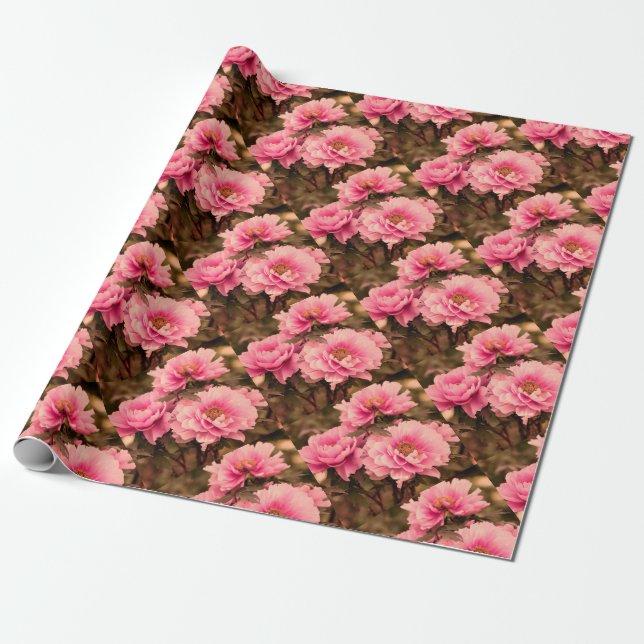 Papel De Presente Pink  Peony Flower (Desenrolado)