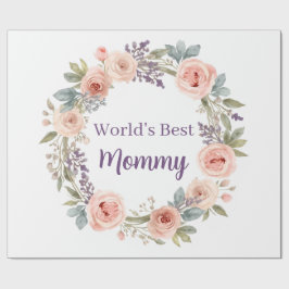 Papel De Presente Pink Peony Watercolor Floral Wreath Mother's Day
